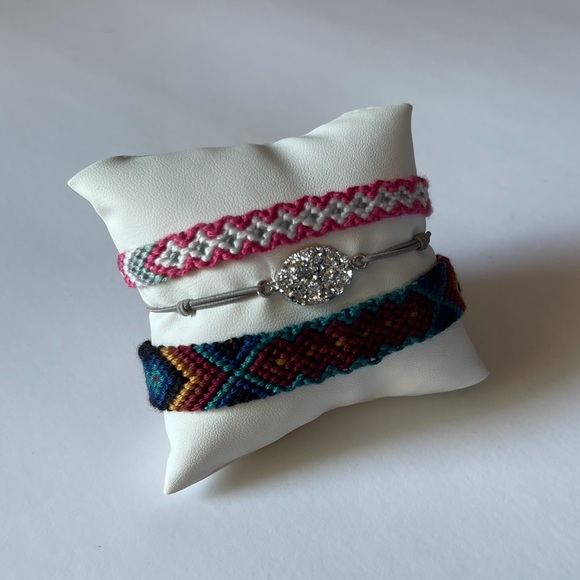 Woven bracelet set druzy crystal stone friendship - Picture 2 of 4